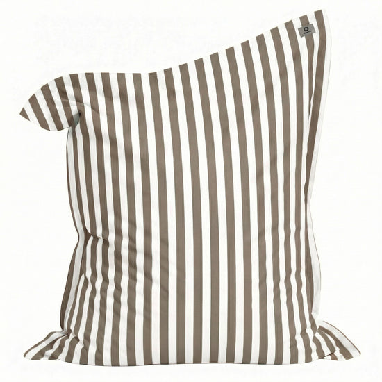 Pouf Géant XXL 180x140 Rayure Beige - Déhoussable & Anti-UV (Intérieur / Extérieur)