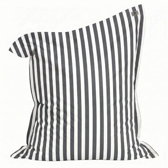 Pouf Géant XXL 180x140 Rayure Gris Foncé - Déhoussable & Anti-UV (Intérieur / Extérieur)