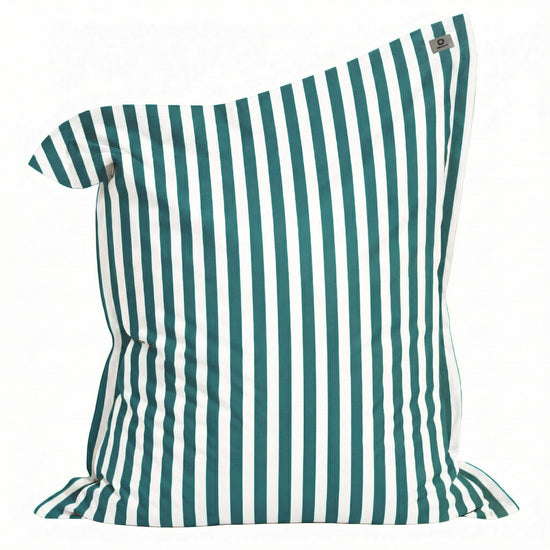 Pouf Géant XXL 180x140 Rayure Vert - Déhoussable & Anti-UV (Intérieur / Extérieur)