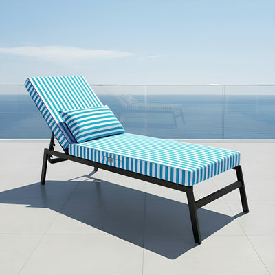 Coussin bain de soleil premium avec coussin - Rayures Turquoises - Déco Arts