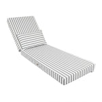 Matelas transat gris clair pour bain de soleil, 190x60 cm, épais 10 cm avec têtière déhoussable, Deco-arts.fr