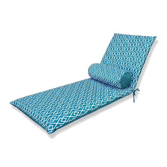 Ligbedkussen 195x60, Groen geometrisch patroon, met nekrol, op een witte achtergrond