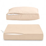 Garden Lounge Cushion Set 60x70 Beige - Removable Cover & UV-Resistant (Seat + Backrest)