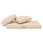 Ensemble Coussins Salon Jardin 120x60 Beige - Déhoussable & Anti-UV (1 Assise + 2 Dossiers)