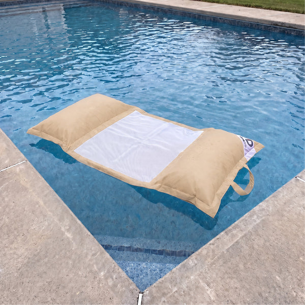 Pouf Flottant Piscine XXL 170x90 Beige - Matelas Hamac à Billes (Confort Adulte)