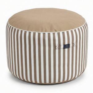 Pouf Rond Rayure Beige - Premium 270g - Hauteur 40cm Diamètre 70cm