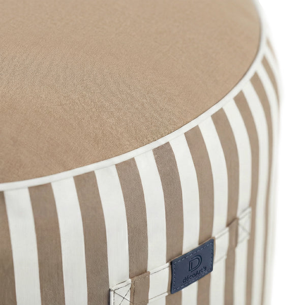 Pouf Rond Rayure Beige - vue latérale