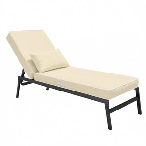 Premium Sun Lounger Cushion 190x60 Butter Yellow - 10cm Thick & Headrest (Removable Cover)