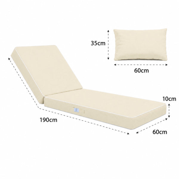 Matelas Transat Premium 190x60 Jaune Beurre - Épais 10cm & Têtière (Déhoussable)