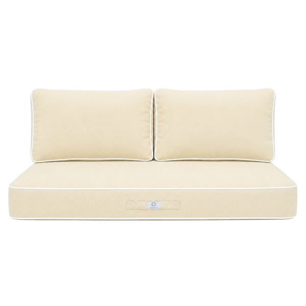 Premium Cushion Set 100x50 Yellow Beurre - 1 Seat + 2 Backrests (Thick 12cm & Passepoil)