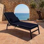Premium Sonnenliegen-Auflage 190x60 Marineblau - 10cm Dick & Kopfkissen (Abnehmbar)