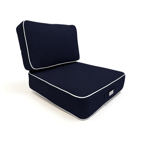 Premium-Kissen-Set 50x50 Marineblau - Dick 12cm & Paspelverarbeitung