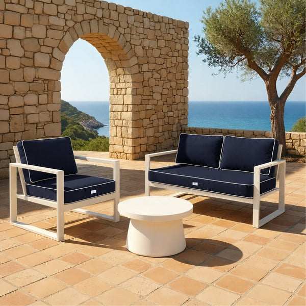 Premium-Kissen-Set 50x50 Marineblau - Dick 12cm & Paspelverarbeitung