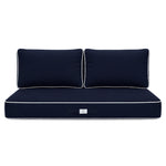 Conjunto de Almofadas Premium 100x50 Moca - 1 Assento + 2 Encostos (Espesso 12cm & Passepoil)