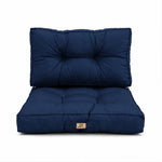 Conjunto de Almofadas Acolchoadas 60x60 Azul Petróleo - Espesso 15cm & Macio (Assento + Encosto)
