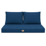 Garden Lounge Cushion Set 100x50 Petrol Blue - Removable Cover & UV-Resistant (1 Seat + 2 Backrests)