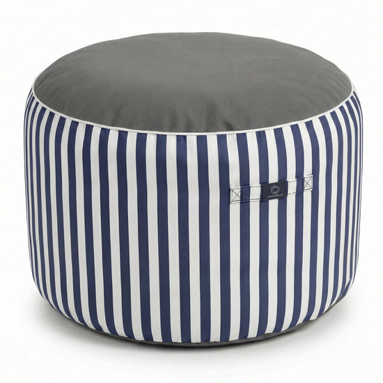 Round Striped Pouf Navy Blue - Premium 270g - Height 40cm Diameter 70cm