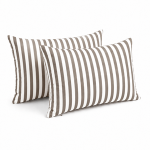 Lot de 2 Coussins d'Appoint Jardin 60x35 cm Rayure Beige - Premium 270g Déhoussable