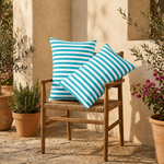 Lot de 2 Coussins d'Appoint Jardin 60x35 cm Rayure Turquoise - Premium 270g Déhoussable