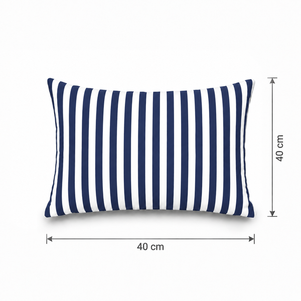 Lot de 2 Coussins d'Appoint Jardin 60x35 cm Rayure Bleu Marine - Premium 270g Déhoussable