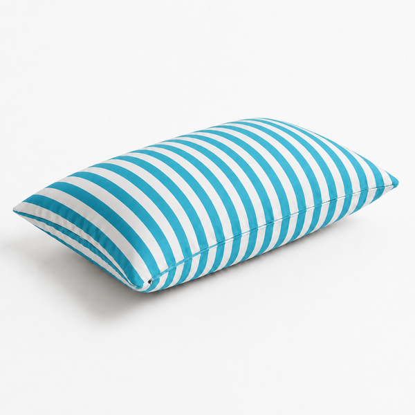Lot de 2 Coussins d'Appoint Jardin 60x35 cm Rayure Turquoise - Premium 270g Déhoussable