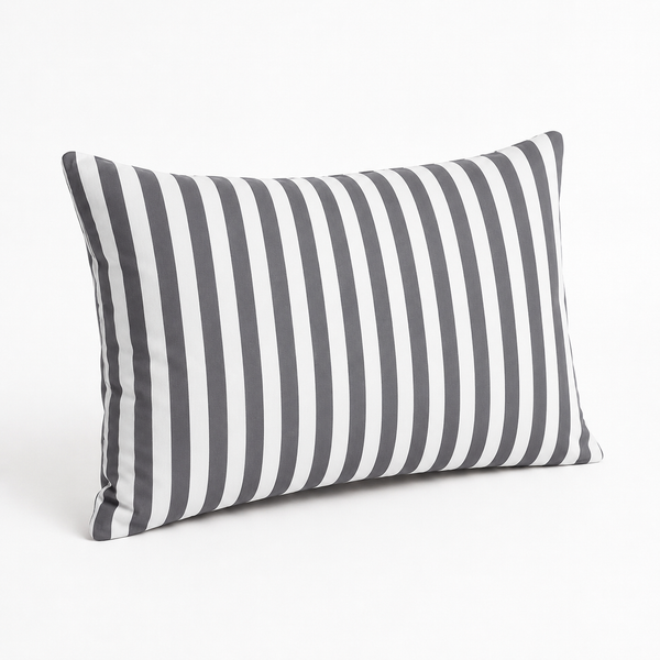 Lot de 2 Coussins d'Appoint Jardin 60x35 cm Rayure Gris Foncé - Premium 270g Déhoussable