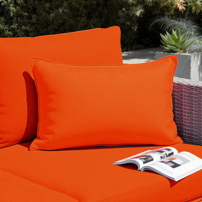 Deux coussins d'appoint décoratifs orange 60x35 cm, déhoussables, pour décoration de jardin, de la marque Deco-arts.fr.
