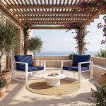 Fauteuilkussenset 60x60 Indigoblauw - Effet Lin & Afneembaar (Zitting + Rugleuning)