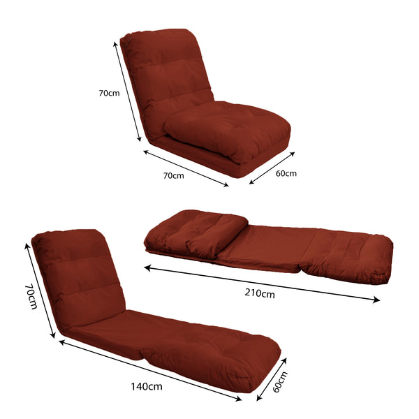 Coussin pour fauteuil de sol convertible terracotta 3 en 1 avec dossier réglable, parfait pour canapés et espaces détente.