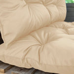 Kit de coussins palette 120x80 cm beige pour fauteuils et canapés, avec assise et dossier, imperméable et anti-UV.