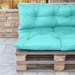 Coussins pour fauteuils et canapés Deco-arts.fr, palette 120x80 cm, bleu Caraïbes, imperméable et anti-UV, assise et dossier