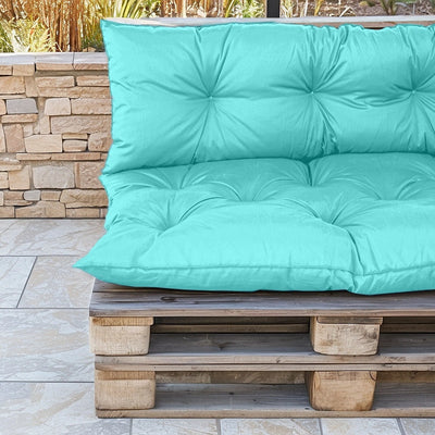 Coussins pour fauteuils et canapés Deco-arts.fr, palette 120x80 cm, bleu Caraïbes, imperméable et anti-UV, assise et dossier