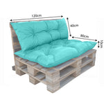 Coussin palette Deco-arts.fr Bleu Caraïbes 120x80 pour fauteuils et canapés, imperméable et anti-UV, assise et dossier.