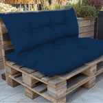 Coussins pour fauteuils et canapés Deco-arts.fr, palette 120x80 cm, bleu pétrole, imperméables et anti-UV, assise et dossier.