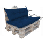 Coussin palette bleu pétrole pour fauteuils et canapés, assise et dossier, imperméable et anti-UV, Deco-arts.fr