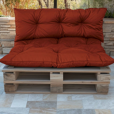 Coussins pour fauteuils et canapés Deco-arts.fr palette 120x80 cm en terracotta, imperméables et anti-UV, avec assise et dossier