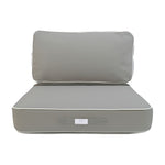 Coussins pour fauteuils et canapés Deco-arts.fr, ensemble gris clair, épais 12cm avec finition passepoil, dimensions 60x60 cm.