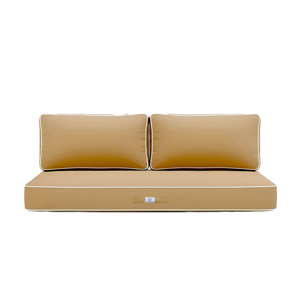 Ensemble de coussins pour fauteuils et canapés Deco-arts.fr, 100x50 cm, Moka, 12cm épais, avec passepoil, 1 assise et 2 dossiers