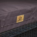 Coussins pour fauteuils et canapés de jardin, ensemble gris carbone déhoussable et anti-UV, avec assise et dossier.