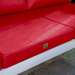 Ensemble de coussins pour salon de jardin rouge, déhoussables et anti-UV, pour fauteuils et canapés, avec assise et dossier.