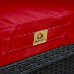 Ensemble de coussins de salon de jardin rouge pour fauteuils et canapés, déhoussables et anti-UV, 60x60 cm.