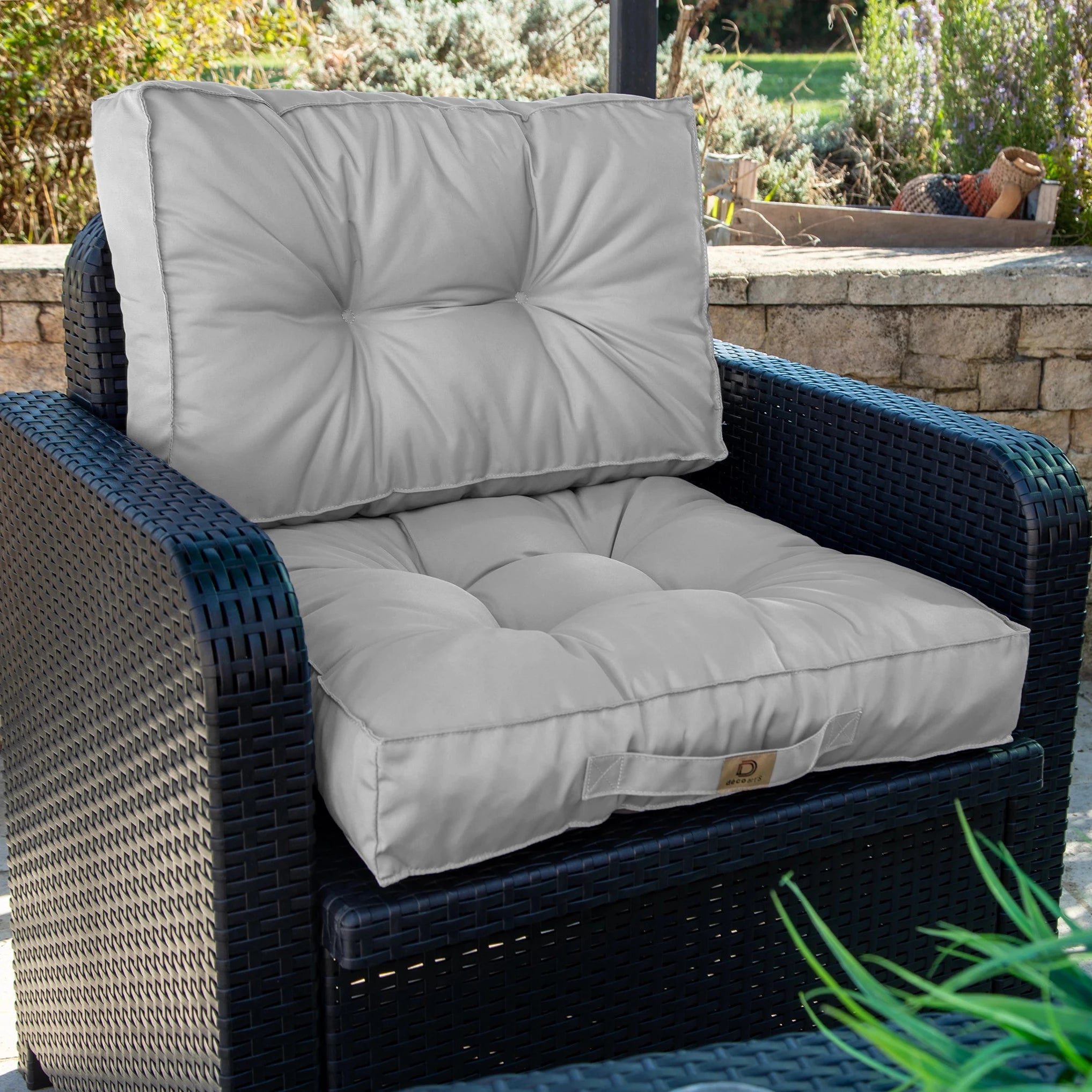 Coussins pour salon de jardin capitonné 60x60cm Gris galet