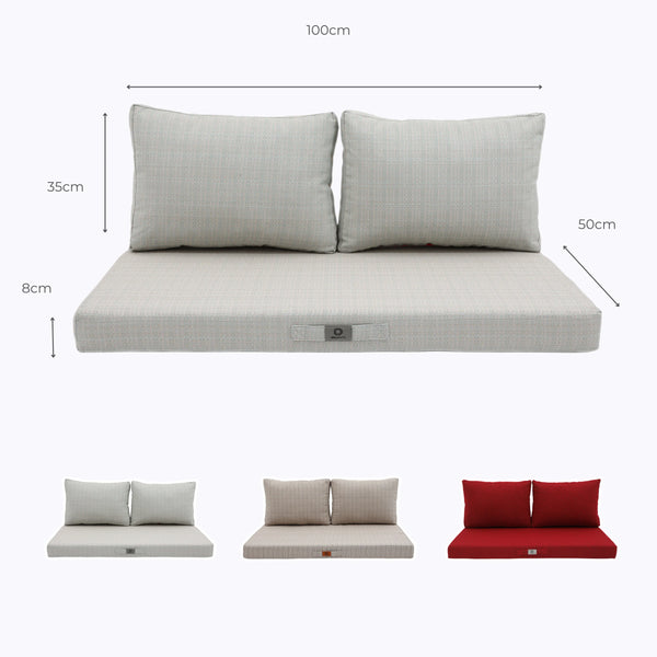 Dimensions et mesures coussin beige chiné turquoise 100x50 cm