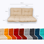 Beige 100x50cm cushion set with thick 15cm padding for banquettes and sofas, including one seat cushion and two backrest cushions.