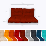 Ensemble de coussins capitonnés pour banquette 120x60cm en terracotta, épais 15cm, pour fauteuils et canapés.