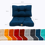 Ensemble de coussins capitonnés bleu pétrole pour fauteuils et canapés, épais 15cm, moelleux, pour assise et dossier.