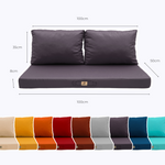 Ensemble de coussins pour salon de jardin gris carbone, déhoussables et anti-UV, comprenant 1 coussin d'assise et 2 dossiers.