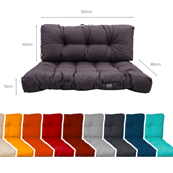 Ensemble Coussins Palette 120x80 Gris Carbone – dimensions
