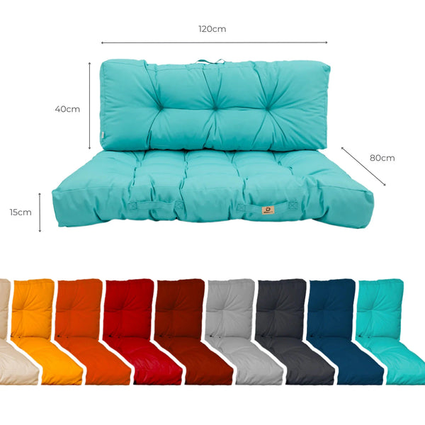 Ensemble Coussins Palette 120x80 Bleu Caraïbes – dimensions
