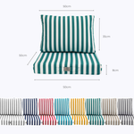 Ensemble de coussins de salon jardin rayés verts, 50x50 cm, pour fauteuils et canapés, en tissu 270g.
